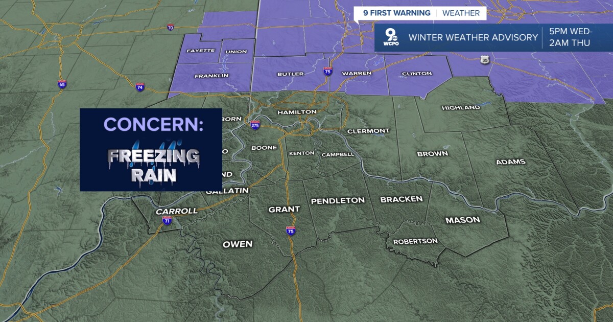 Where and when rain and freezing rain should fall today